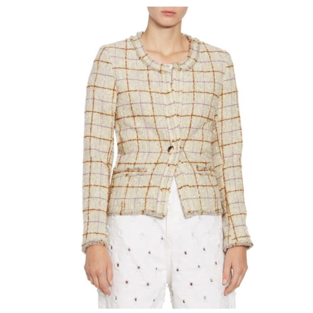 Isabel Marant Etoile Lyra Grid Wool Jacket Size 6 New with Tags